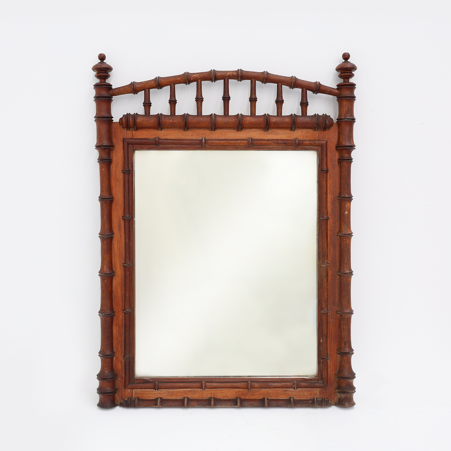 Antique 19th century faux bamboo mirror in wood, France-img